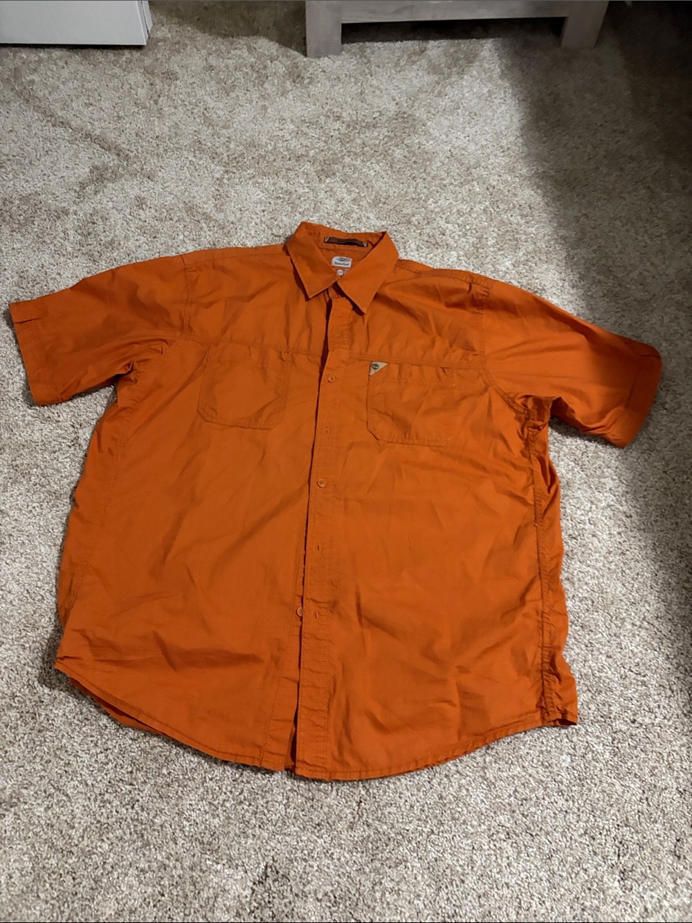 Timberland Men's Short Sleeve Button-Up Shirt - Orange sz large